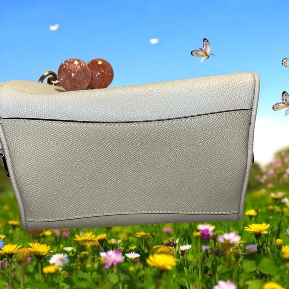 Coach Sydney Satchel Crossbody Lt. Sage Green Silver Logo Bag w/ pink cherry NWT - Picture 6 of 11